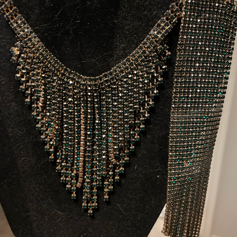 Elegant Green Crystal Necklace and Bracelet